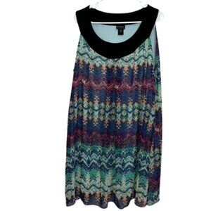 En Focus Women Sleeveless Chevron Print Dress Size 20W Multicolor